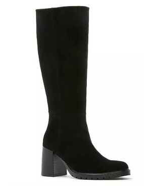 La Canadienne Women's Lanna City Dry Stacked Heel Boots - Black Suede - NWT